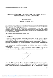 Similarité entre l`algèbre de Volterra et un quotient d`algèbre uniforme