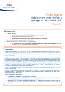 Fiche Mémo – Maltraitance chez l`enfant