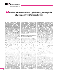 Maladies mitochondriales : génétique, pathogénie et - iPubli