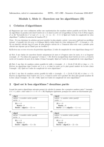 Module 1, Série 3 : Exercices sur les algorithmes