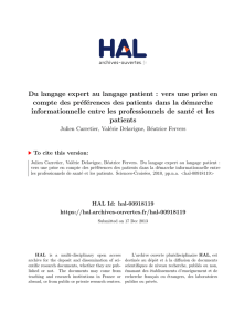 Du langage expert au langage patient : vers une prise en - Hal-SHS