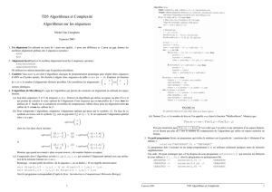 TD5 Algorithmes et Complexité Algorithmes sur les séquences