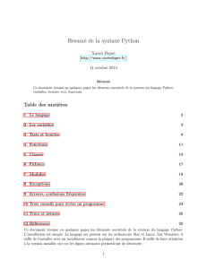 Résumé de la syntaxe Python pdfauthor=Xavier Dupré pdfsubject