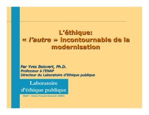 L`éthique: « l`autre » incontournable de la modernisation L`éthique