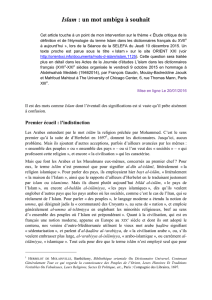 Islam : un mot ambigu à souhait - Roland Laffitte