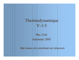 Thermodynamique V-1/3 - Centre de recherches mathématiques