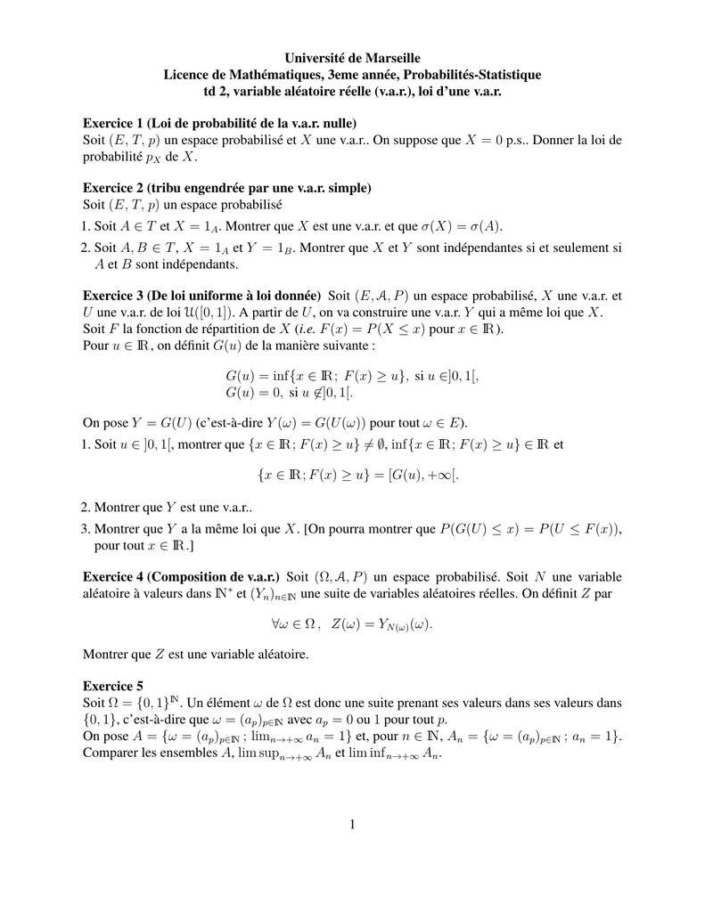 Td 2 Institut De Mathematiques De Marseille