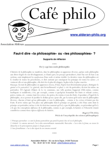 Faut il dire la philosophie ou les philosophies