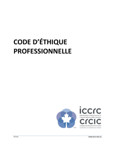 code d`éthique professionnelle