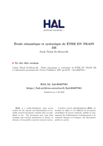 Étude sémantique et syntaxique de ÊTRE EN TRAIN DE - Hal-SHS