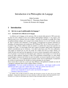 Introduction `a la Philosophie du Langage