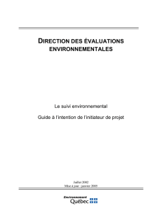 Le suivi environnemental - Guide à l`intention de l