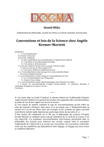 Conventions et lois de la Science chez Angèle Kremer
