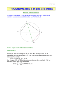 TRIGONOMETRIE : angles et cercles