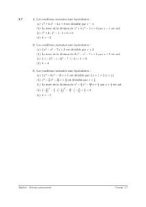 3.7 1) Les conditions suivantes sont équivalentes : (a) x3 + k x2 − 5 x