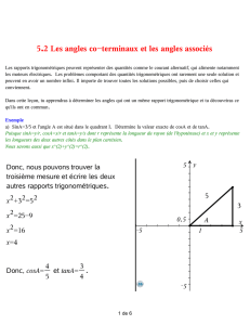 5.2 Les angles co-terminaux et les angles associés
