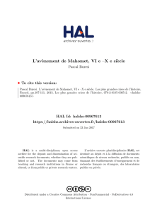 L`avènement de Mahomet, VI e –X e siècle - Hal-SHS