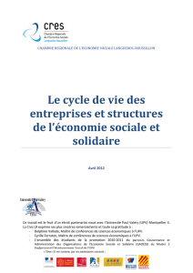 Le cycle de vie des entreprises et structures de l`économie sociale et