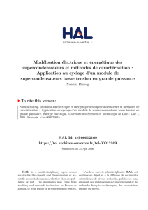 Modélisation électrique et énergétique des supercondensateurs et