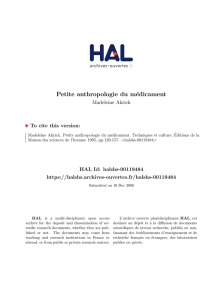 Petite anthropologie du médicament - Hal-SHS