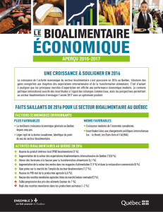 Le bioalimentaire économique - Aperçu 2016-2017