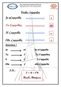 Verbe s`appeler Je m`appelle Tu t`appelles Il s