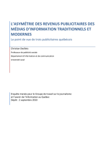 L`asymétrie des revenus publicitaires des médias d`information