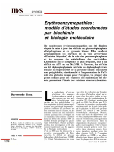 Erythroenzymopathies : modèle d`études - iPubli