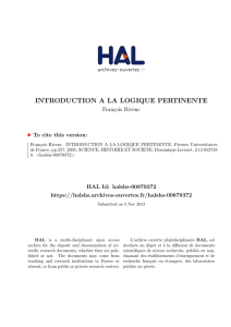 introduction a la logique pertinente - Hal-SHS