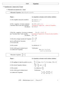 LFM – Mathématiques Lycée – Classe de 2nde 1 Ch 8 Equations 1