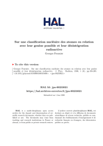 Sur une classification nucléaire des atomes en relation avec leur