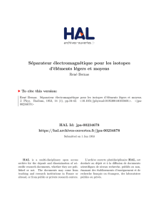 Séparateur électromagnétique pour les isotopes d`éléments légers