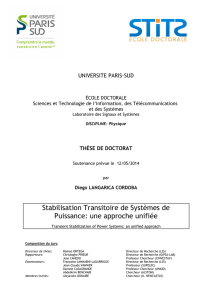 Stabilisation Transitoire de Systèmes de Puissance: une approche