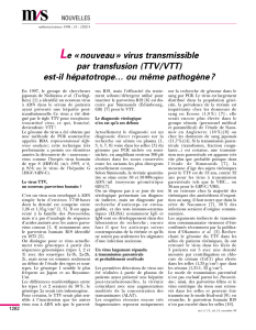 Le « nouveau » virus transmissible par transfusion (TTV/VTT) est