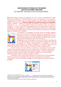 Responsabilité éthique de l`ingénieur dans les systèmes complexes