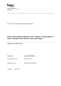 Etude d`une méthode didactique pour enseigner la philosophie en