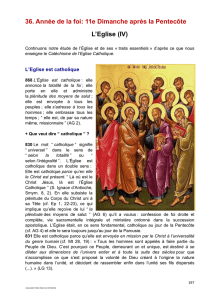 36. Année de la foi: 11e Dimanche après la Pentecôte L`Eglise (IV)