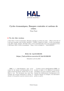 Cycles économiques, Banques centrales et notions de crises.