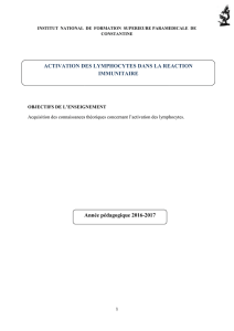 ACTIVATION DES LYMPH Année pédag VATION DES