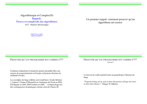 Rappels sur la complexité et la correction des algorithmes