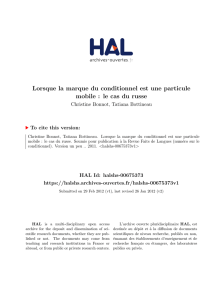 Lorsque la marque du conditionnel est une particule - HAL