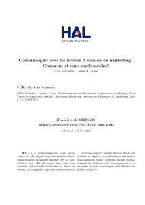 Communiquer avec les leaders d`opinion en marketing - Hal-SHS