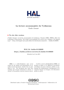 La lecture aryasamajiste du Vyākarana - Hal-SHS