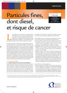 Particules fines, dont diesel, et risque de cancer INCa