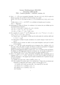 Licence Mathématiques 2010/2011 Géométrie différentielle TD3