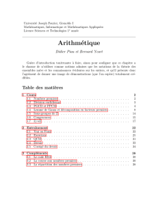 Arithmétique - Licence de mathématiques Lyon 1