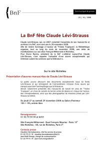 La BnF fete Claude Levi-Strauss - Bibliothèque nationale de France