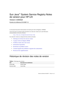 Notes de version de Sun Java System Service Registry pour HP-UX