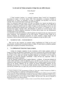 Le devenir de l`islam européen et belge face aux défis citoyens