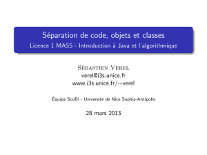 Séparation de code, objets et classes - Licence 1 MASS